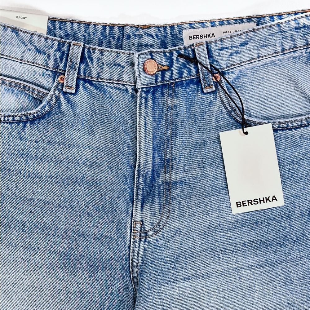 Bershka Light Blue Denim Baggy Bermuda Shorts 31 - Picture 5 of 10